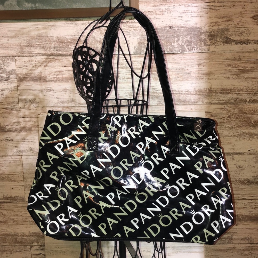 Pandora tote bag black white and gray travel bag purse grocery carrier clothing - Picture 1 of 12